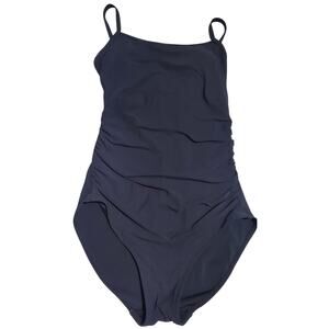 L.L.Bean Womens Black Ruched One Piece Swim Size 10 Beachy Athletics Preppy